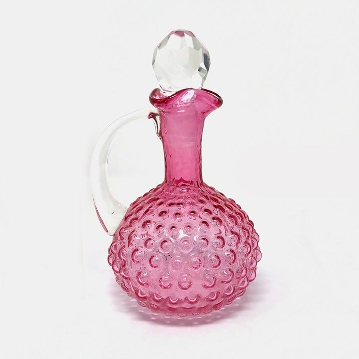 Vintage Cranberry Glass Hobnail Cruet