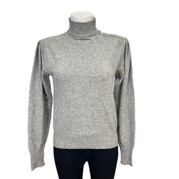 DANIEL CARON Vintage 100% Cashmere Knit Puff Sleeve Sweater sz M gray