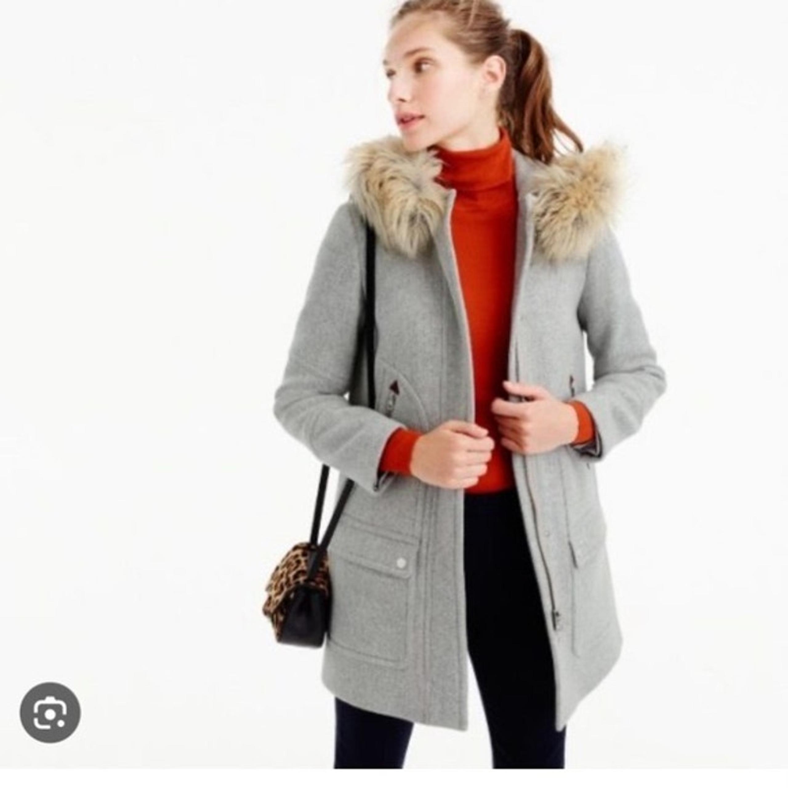 J.Crew Plus Italian Stadium Cloth Wool Gray Chateau Parka Coat Overcoat Size 22