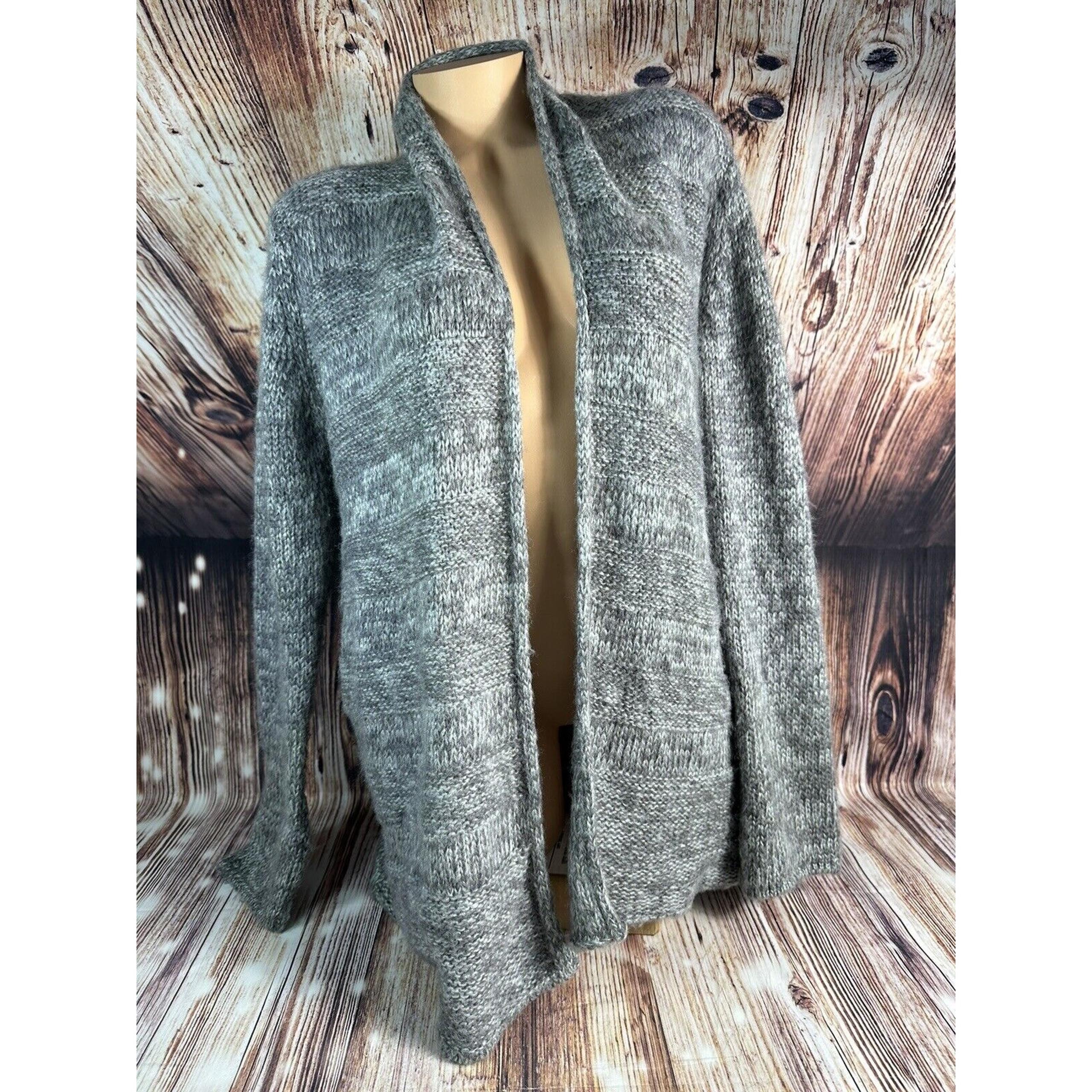 Wooden Ships Sz X Small Grey Mohair Wool Blend Cardigan Sweater Knit Top Pockets
