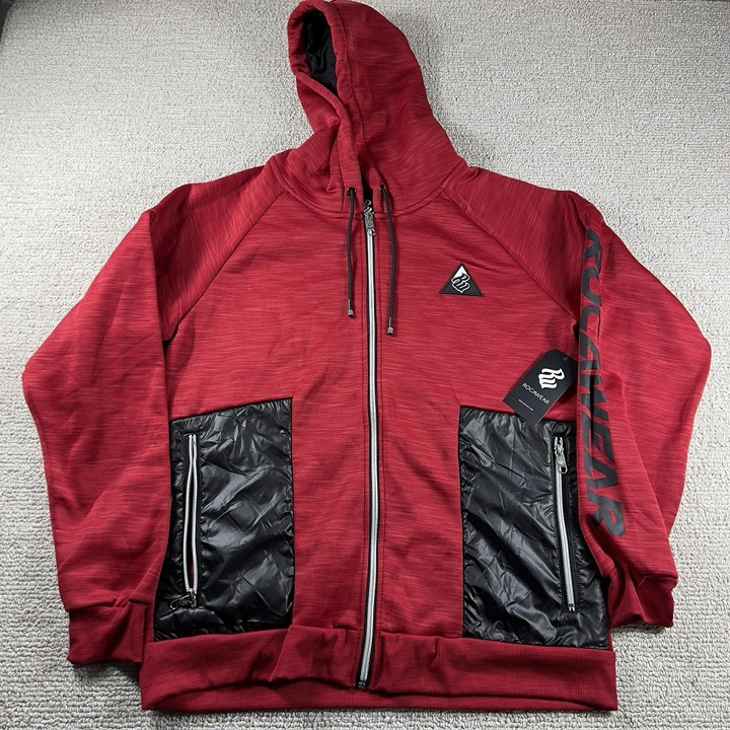 Rocawear Logo Full Zip Hooded Jacket Red Black Men’s Size Medium