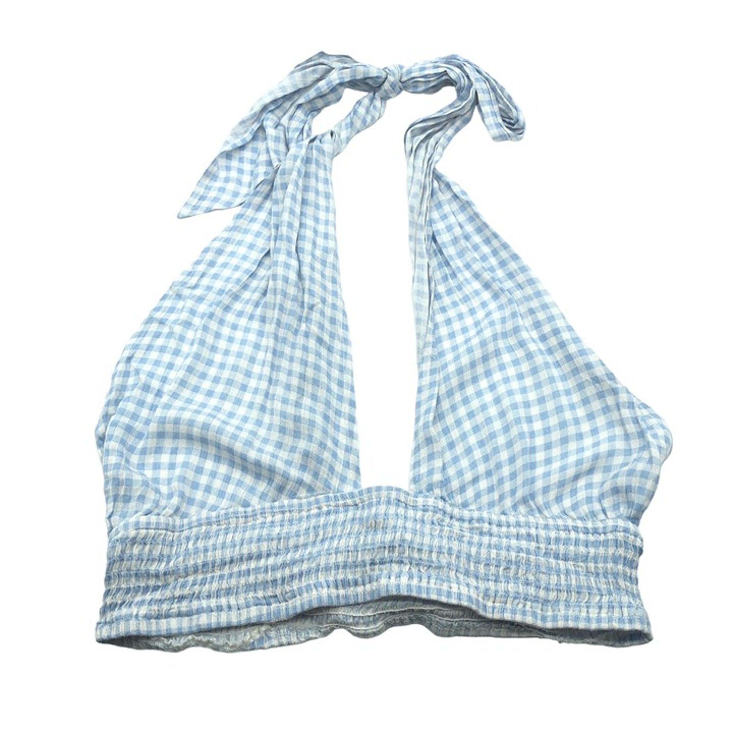 Princess Polly Womens Jezebel Top Halter Gingham Plaid Blue White 12