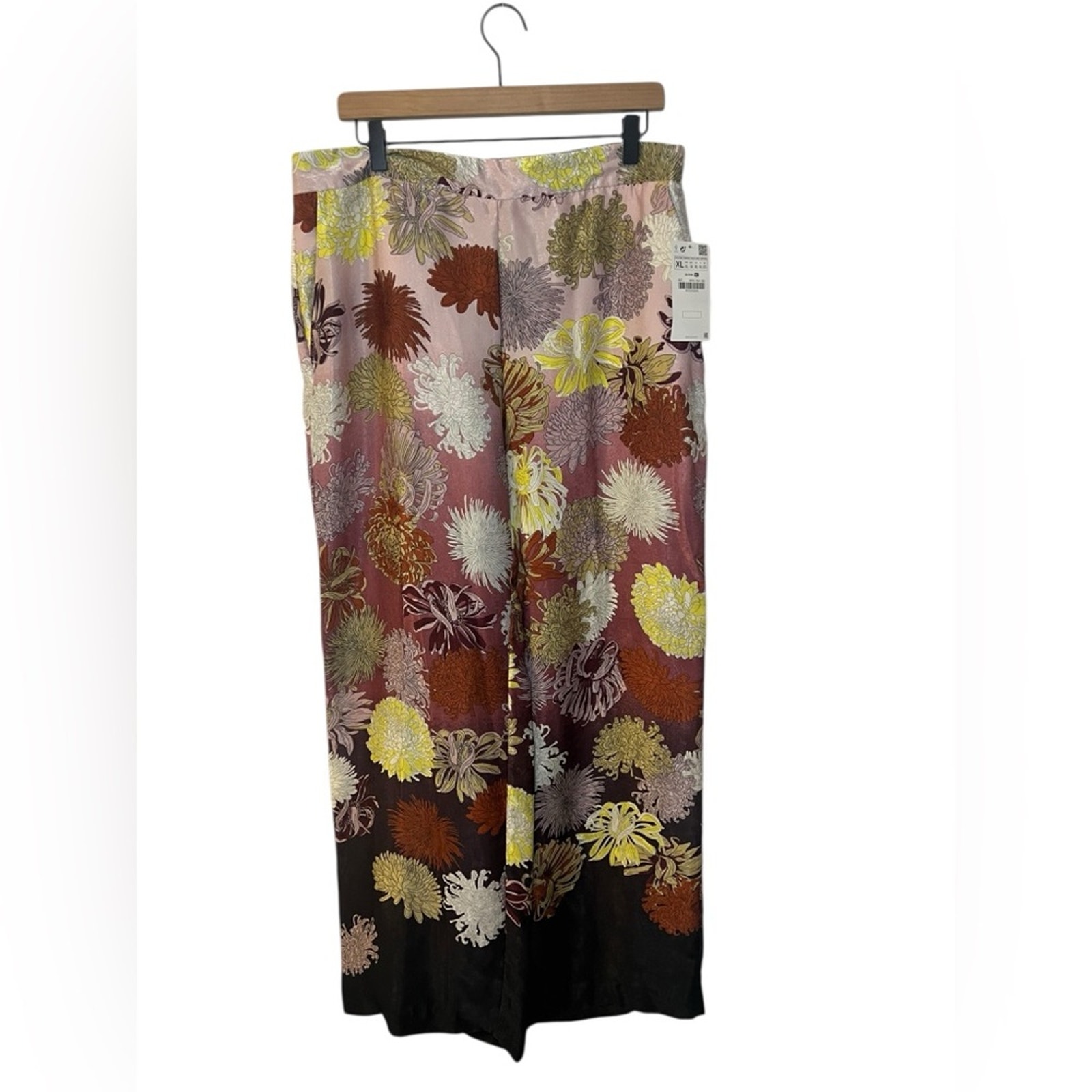 Zara NWT Floral Printed Wide Leg Pants - Multicolor