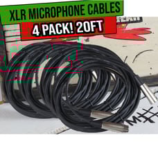 Microphone Cables by FAT TOAD | (4 Pack) 20ft Pro Audio XLR Mic Cord Patch Exte