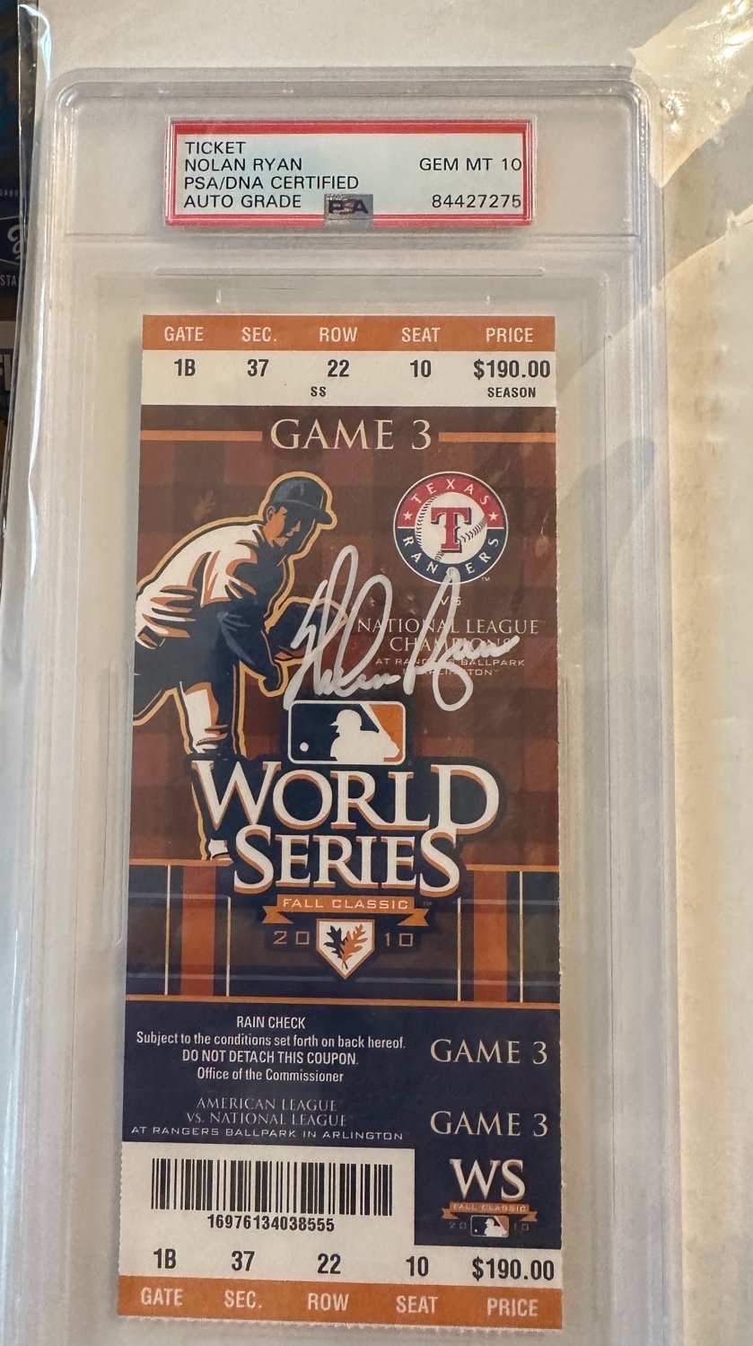 Nolan Ryan signed World Series ticket