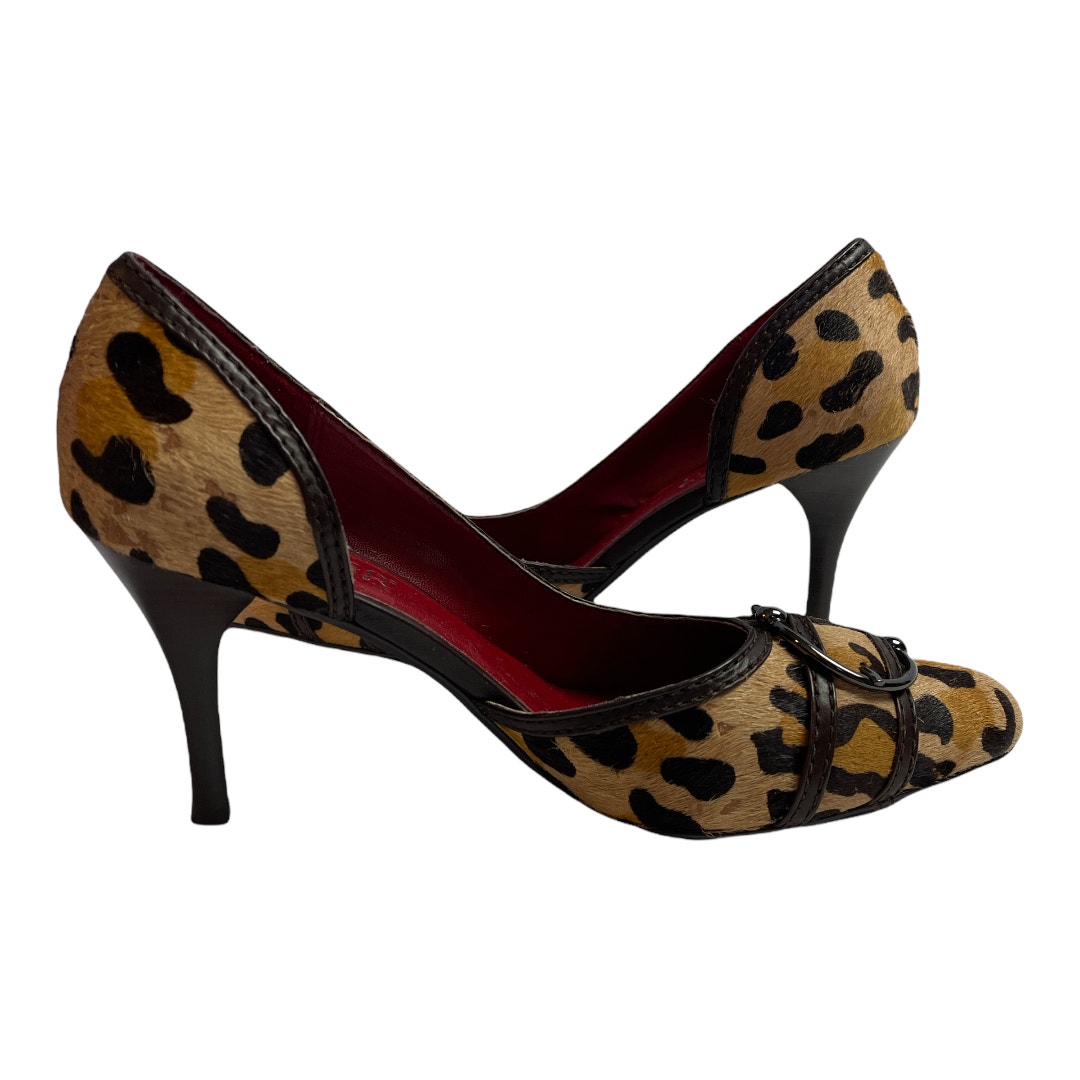Franco Sarto Tan Leopard Print Heels Leather Shoes Size 8M