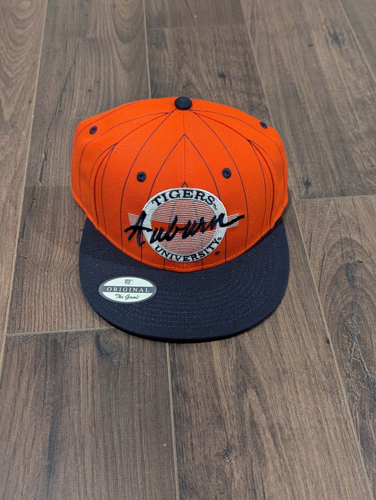 The Game Auburn Tigers Circle Logo Pinstripe VTG Script Snapback Hat Cap UGA