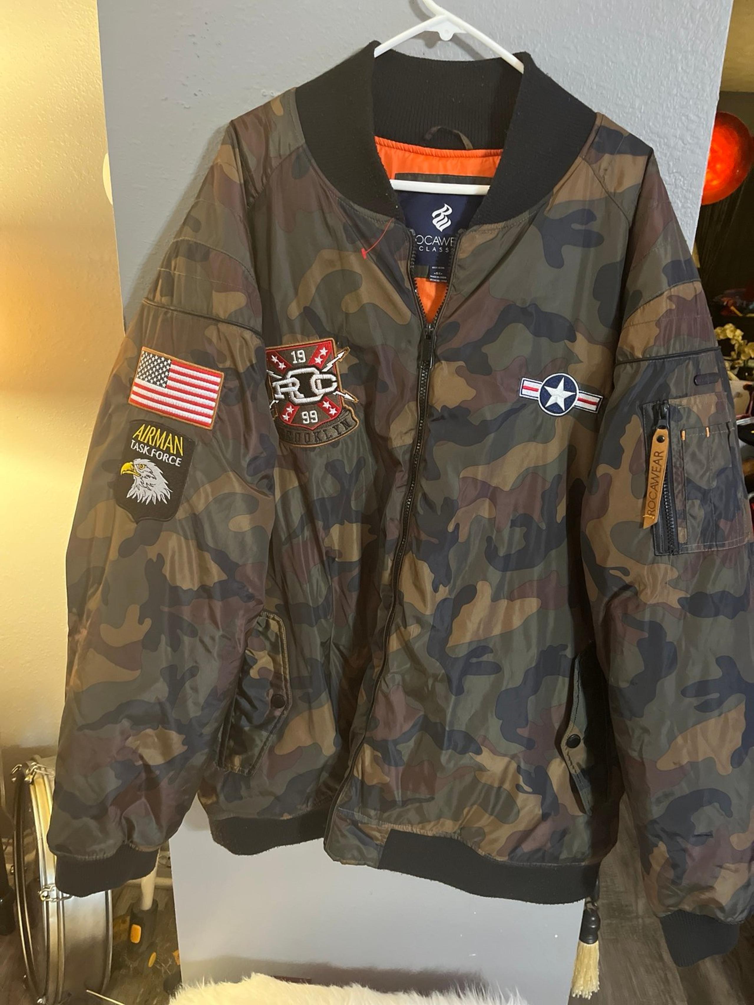 RocaWear Brooklyn 99 Camouflage Military Style Bomber Jacket Hip Hop Size 5X