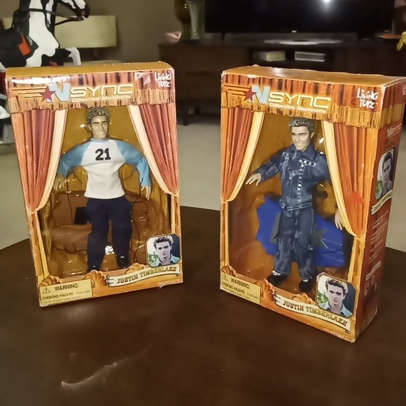 Vintage Pair of Justin Timberlake Y2K NSYNC Collectible Marionettes Living Toyz