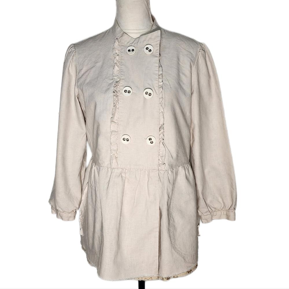 Paper Denim & Cloth. Y2k, 3/4 length sleeve, Linen Blend Pea Coat. Size 4