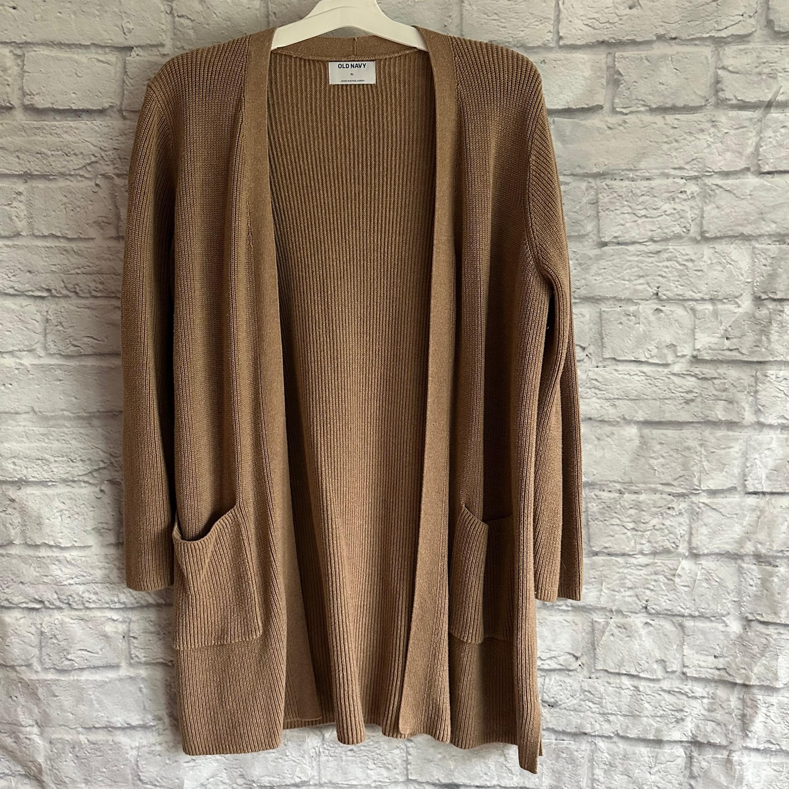OLD NAVY BROWN OPEN FRONT CARDIGAN SWEATER WOMENS XL TAN