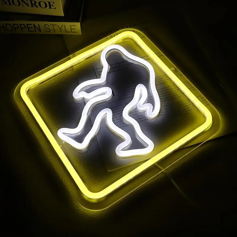 Bigfoot Neon Sign Light – USB Powered, Multicolor Wall Decor -Sasquatch Approved