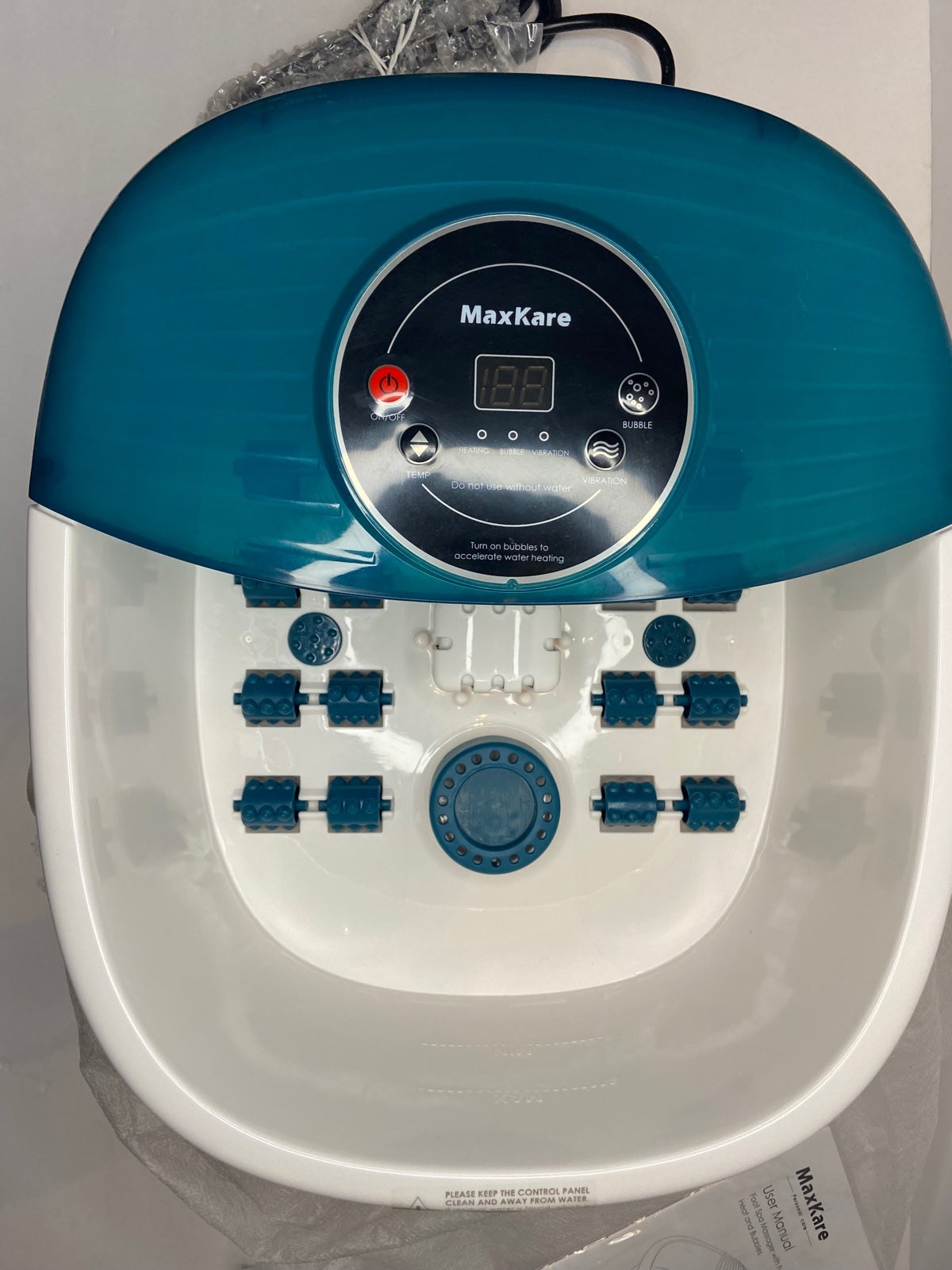 MaxKare Foot Spa Bath Massager with Heat, Bubbles, and Vibration - Teal
