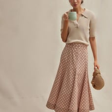 Tuckernuck Brynn petal cane pleated midi Skirt tan Henry knit polo nwt size 10