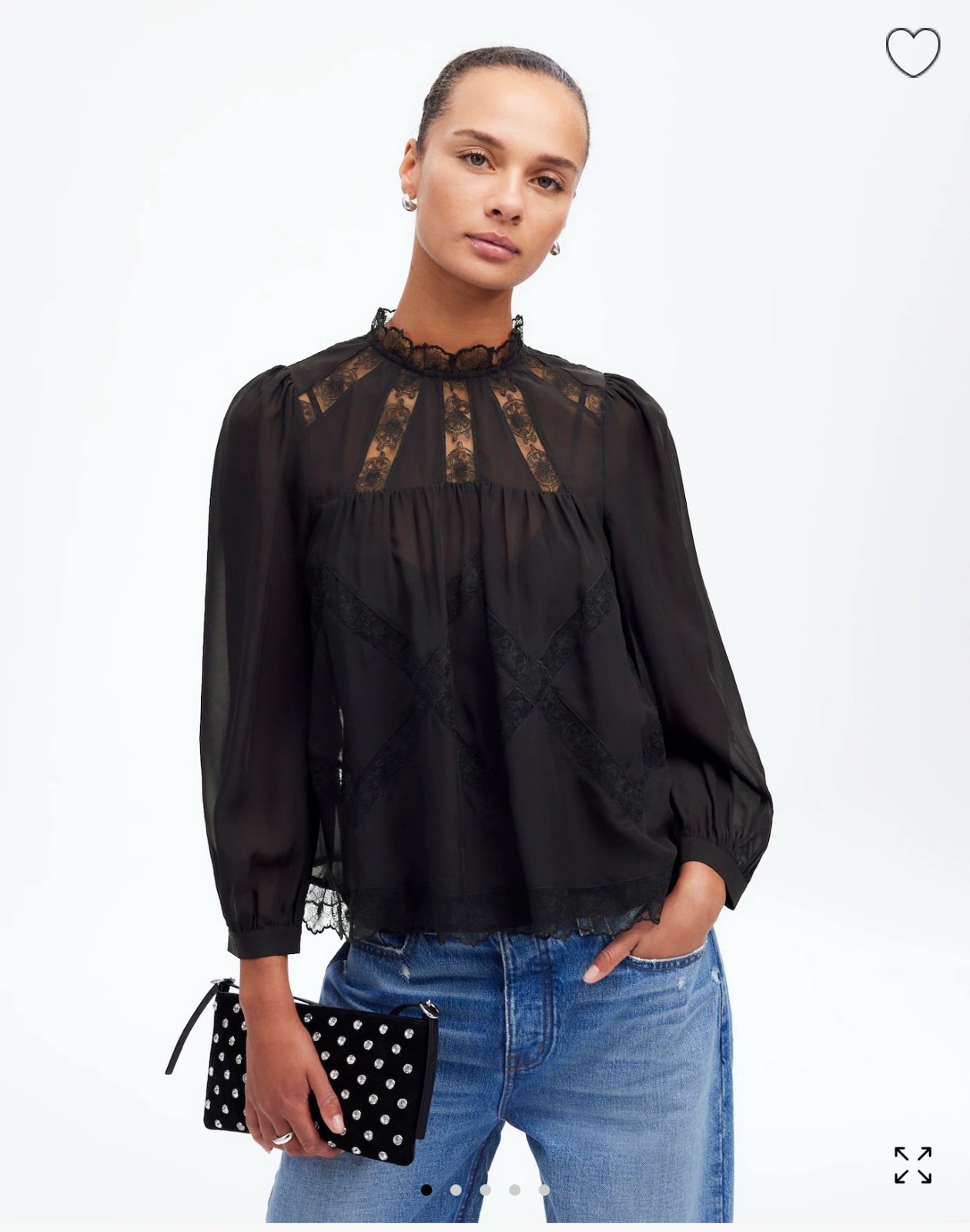 NWT Madewell Lace-Inset Top in Silk