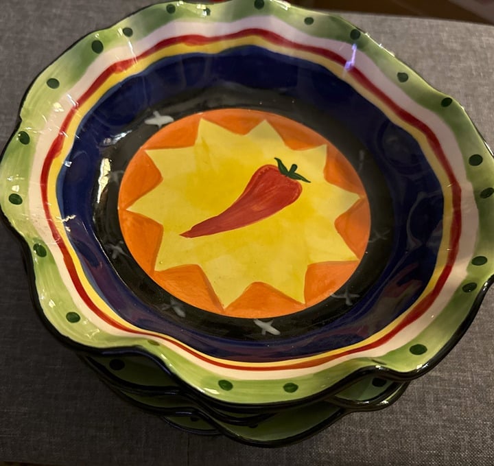 Chili Pepper JC Penny Salad Bowls (4) 8 x 2.5 Colorful Stoneware firm
