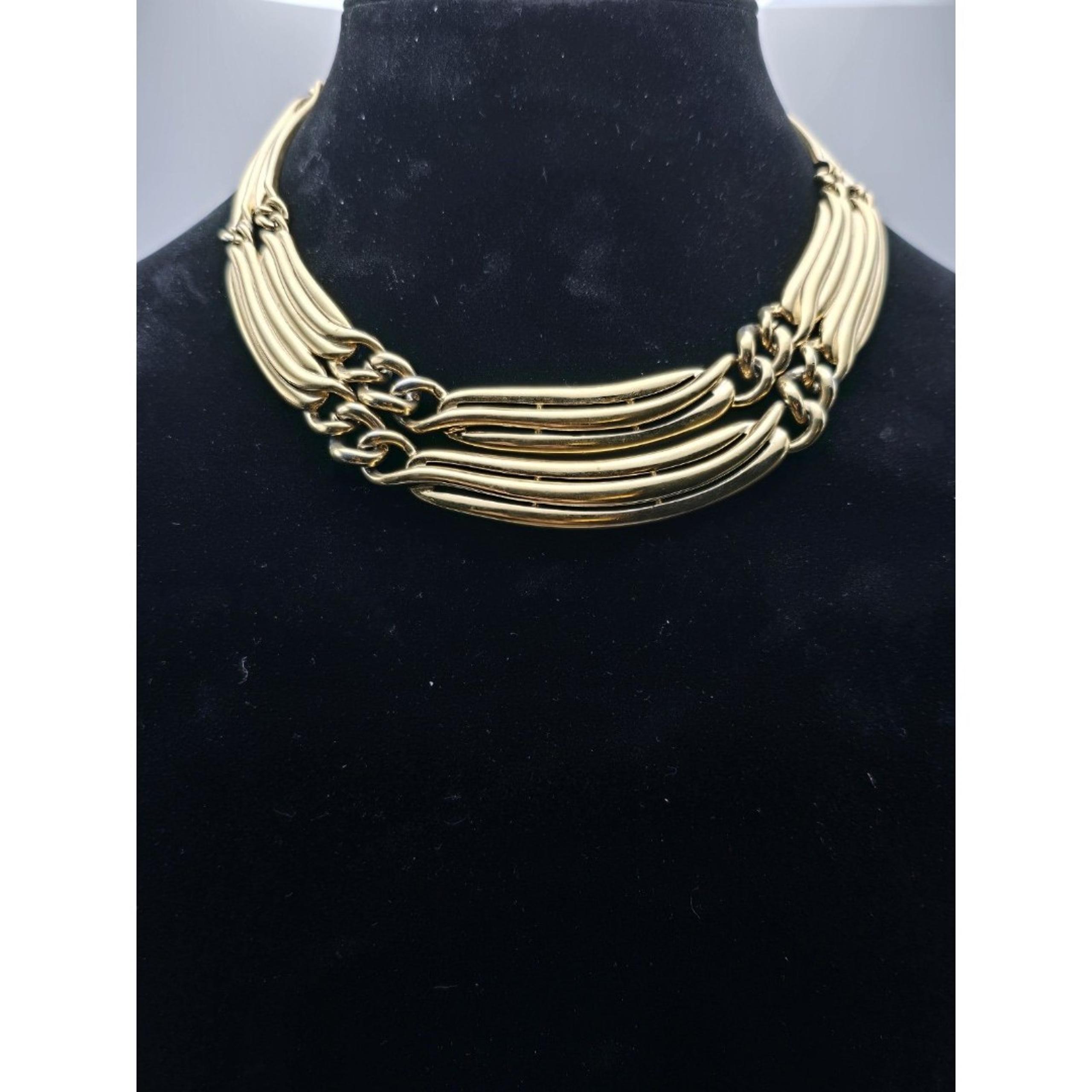 Vintage Rare Signed Givenchy Gold Tone Sculptural Chain Link Necklace 1980s Appx