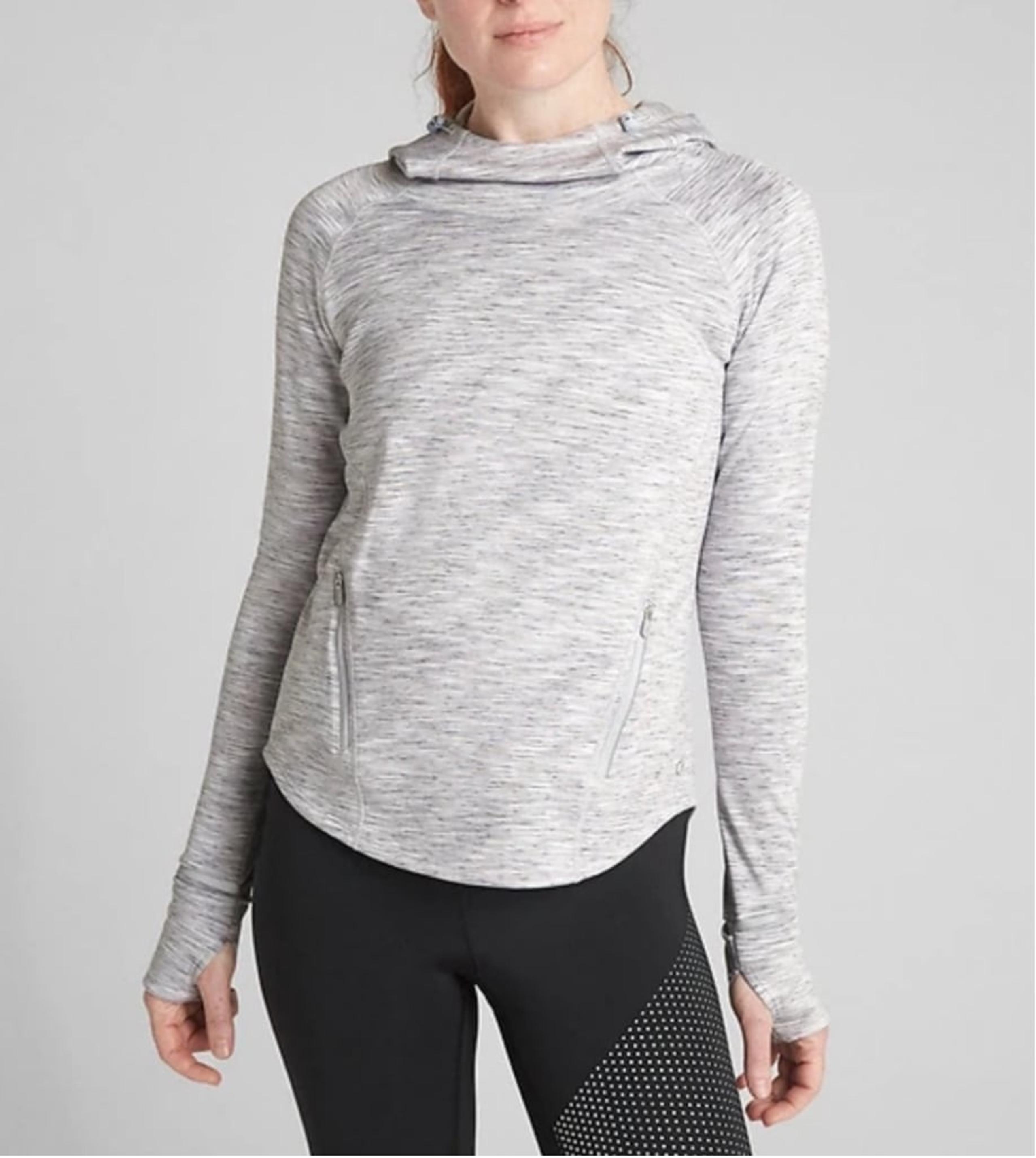 GapFit Women’s Orbital Fleece Hoodie Gray Matter Fitted Hoodie Size Medium