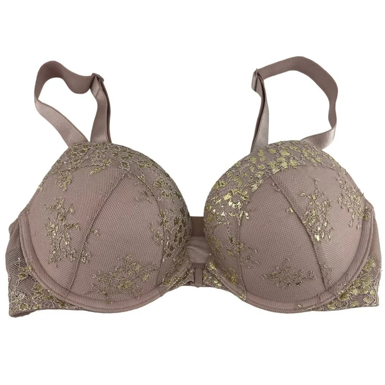 Victoria's Secret Very Sexy Shimmer Metallic Lace Dusty Mauve Push-Up Bra Size 3