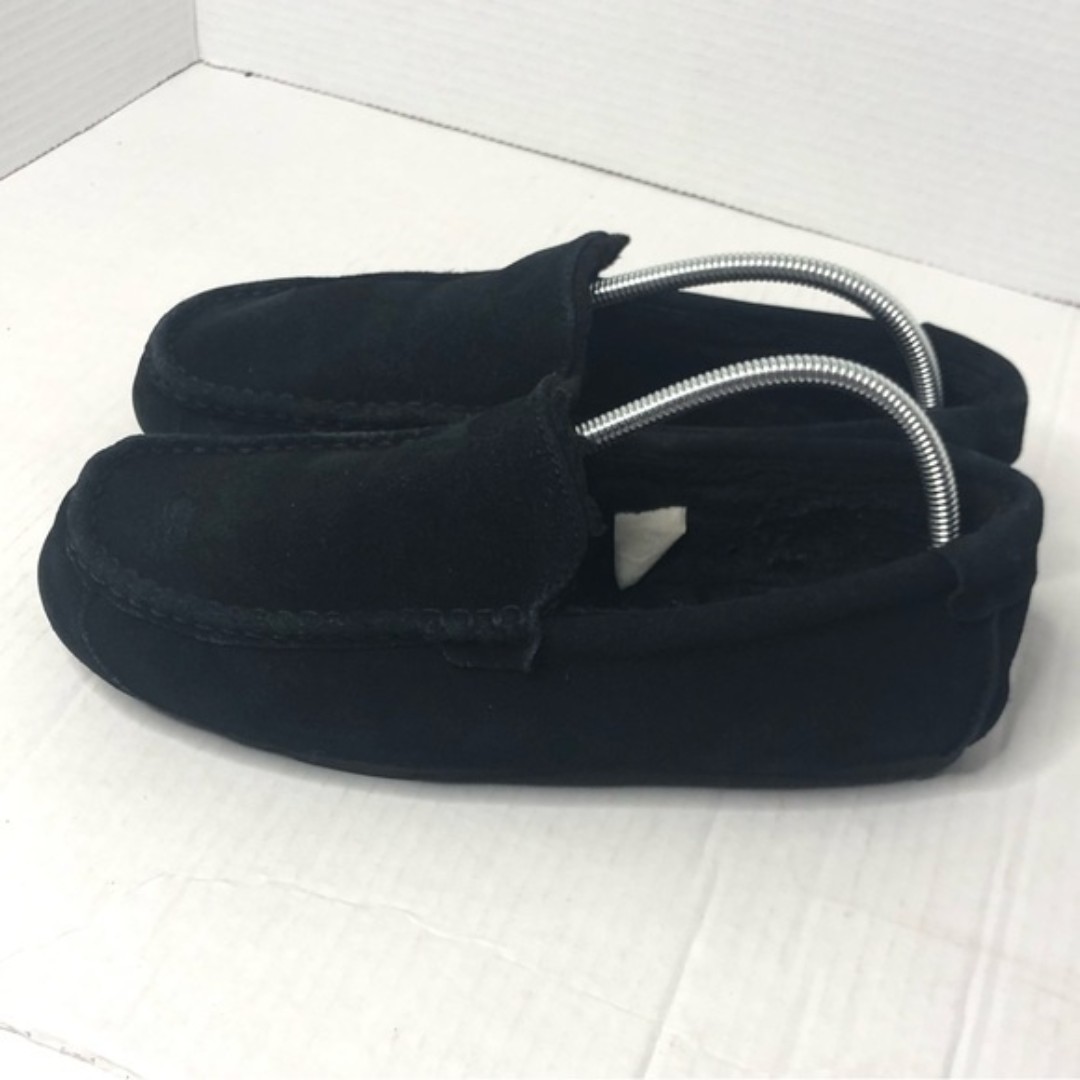 Ugg Koolaburra Mens Size 8 Ascot Loafer Slipper Black Suede Slip On Fleece