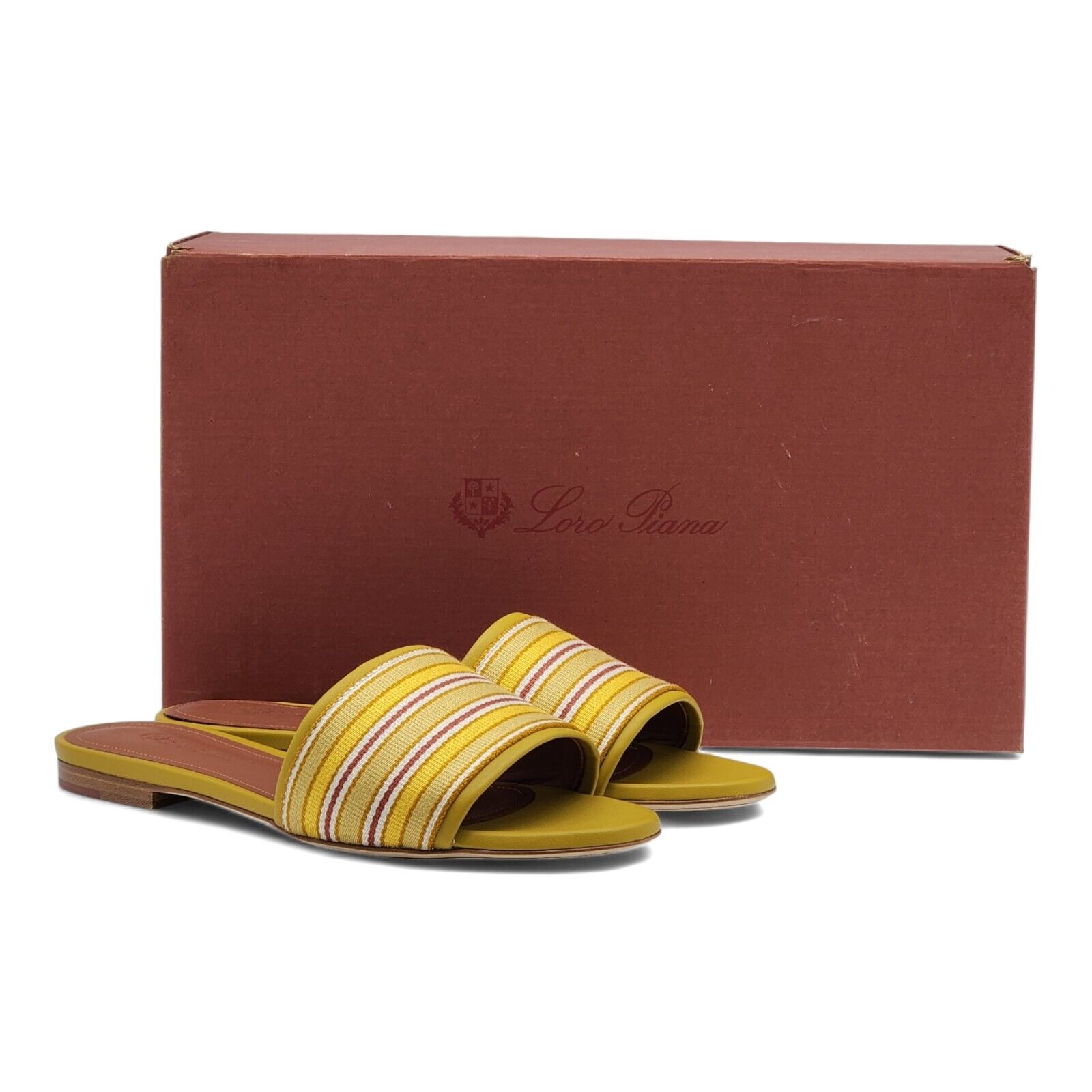 Loro Piana The Suitcase Stripe Sandals - Fabric and Leather - Yellow 35.5 5 750