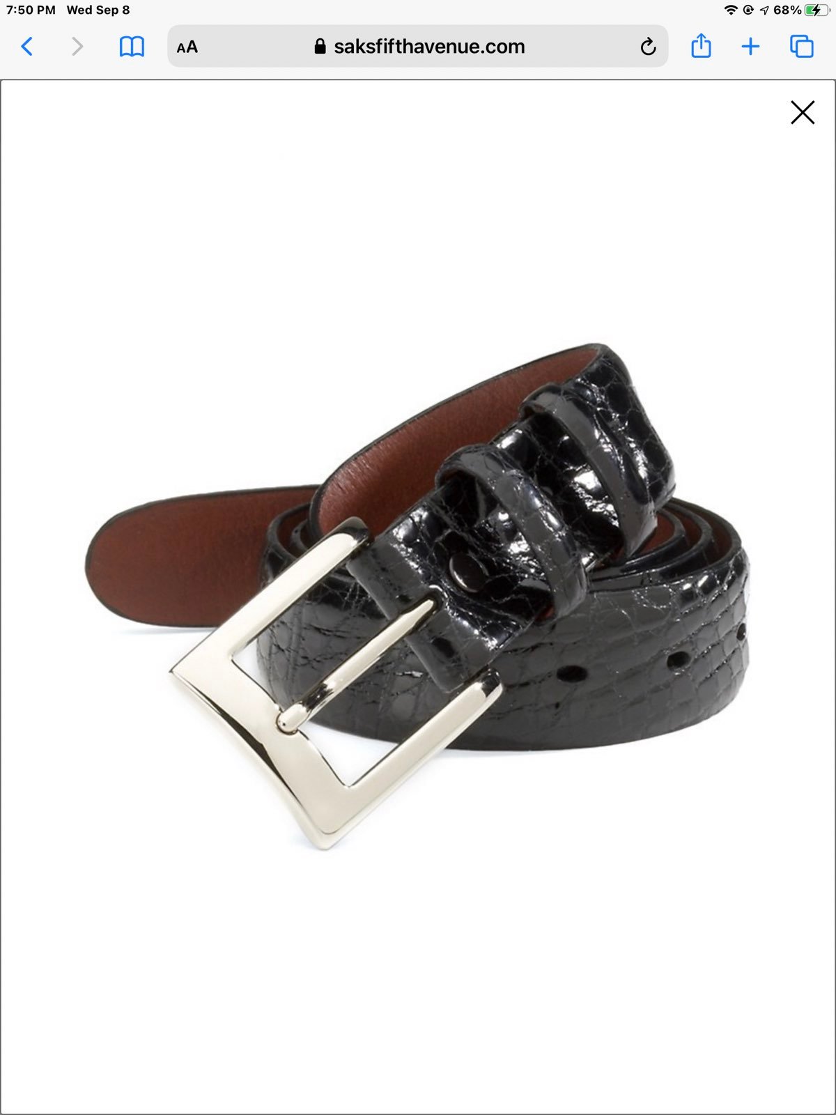 Saks Fifth Avenue Alligator Black Belt Sz. 36