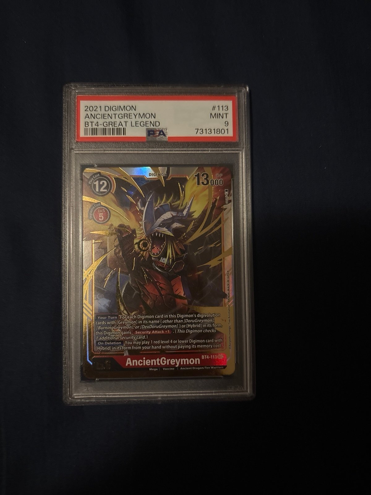 2021 Digimon Ancient Greymon BT-4 Great Legend Psa 9