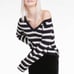 WILDFOX Leanne Striped Distressed Sweater