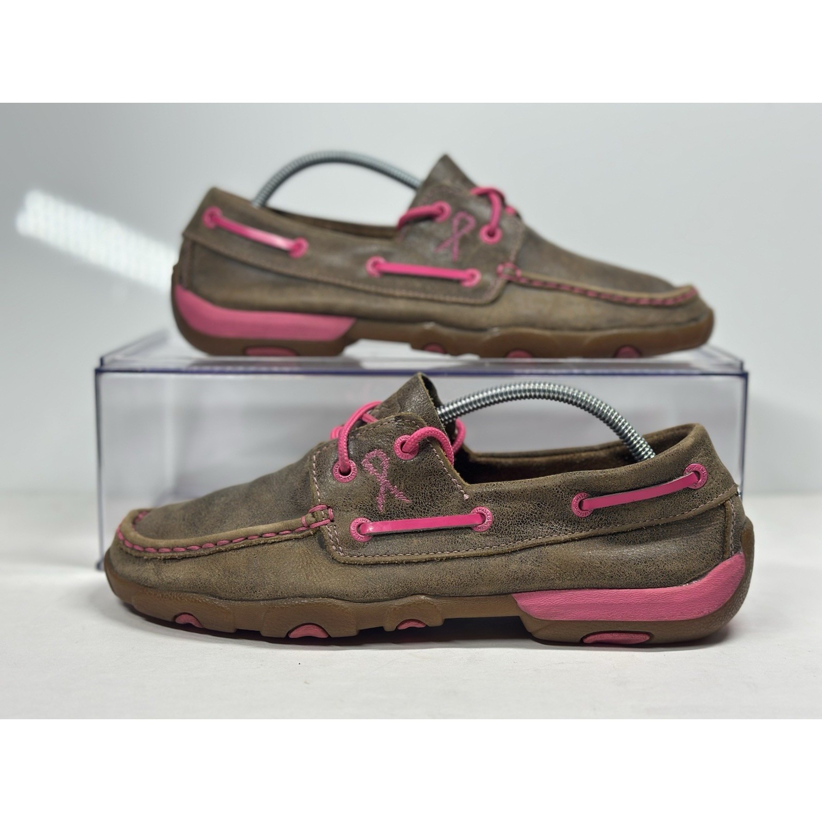 Twisted X Women's "Tough Enough to Wear Pink" Bomber Driving Moc WDM0018 Size 8M