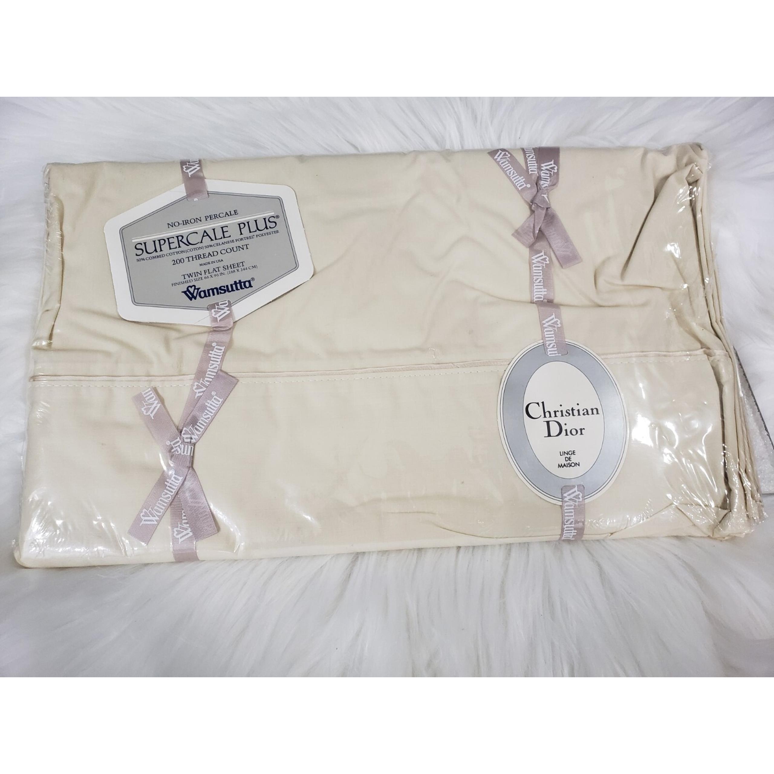 Wamsutta Christian Dior Supercale Plus Twin Flat Sheet Beige Off White Eggshell