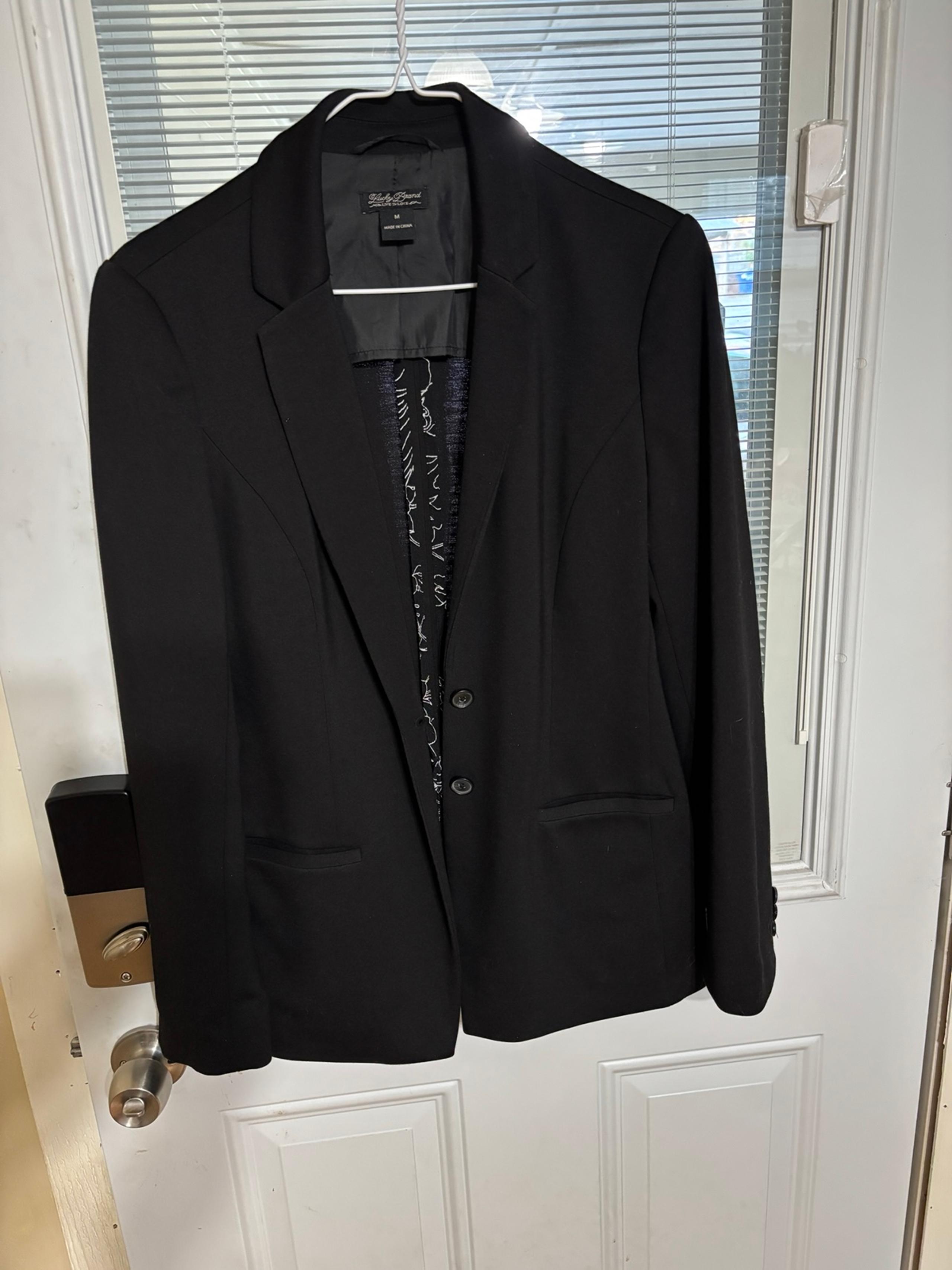 Lucky Brand Jacket Blazer Womens Size Medium Two Button Black