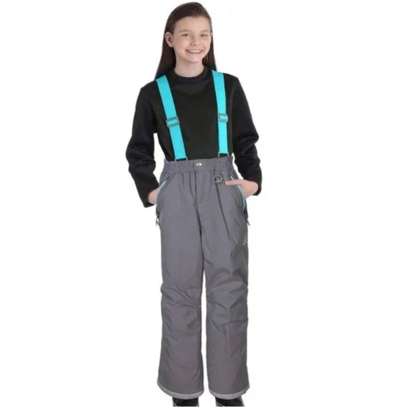 NWOT GERRY Gray Insulated Snow Ski Pants Bib for kids