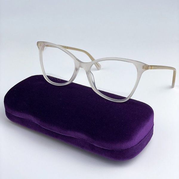 NEW Gucci GG1360O 004 Beige Clear Transparent Square Women Eyeglasses