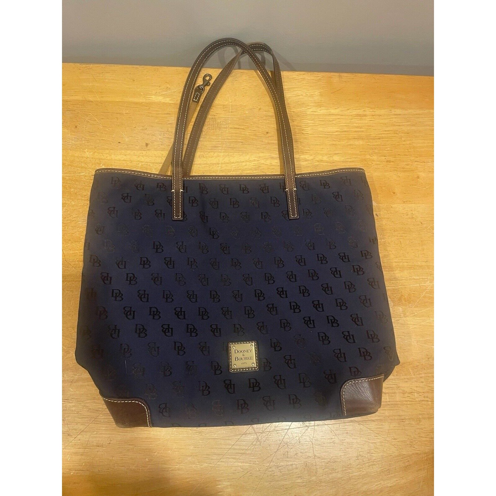 Dooney & Bourke Large Flynn Tote - Navy Blue Bag Purse DB Signature
