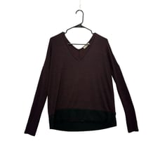 Rag & Bone / Jean Women's Purple w/Black Trim Knit Long Sleeve V Neck Shirt XS