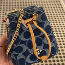 Coach CZ031 Drawstring Wristlet In Signature Denim