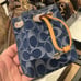 Coach CZ031 Drawstring Wristlet In Signature Denim
