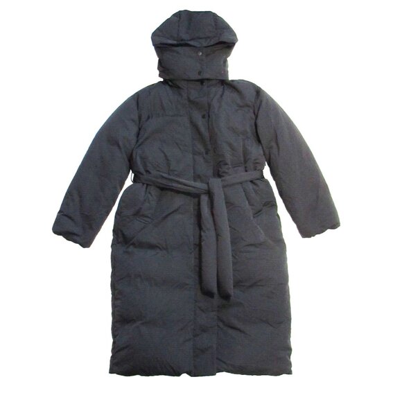 NWT Everlane The Duvet Puffer in Black Belted Hooded Oversized Midi Coat XS