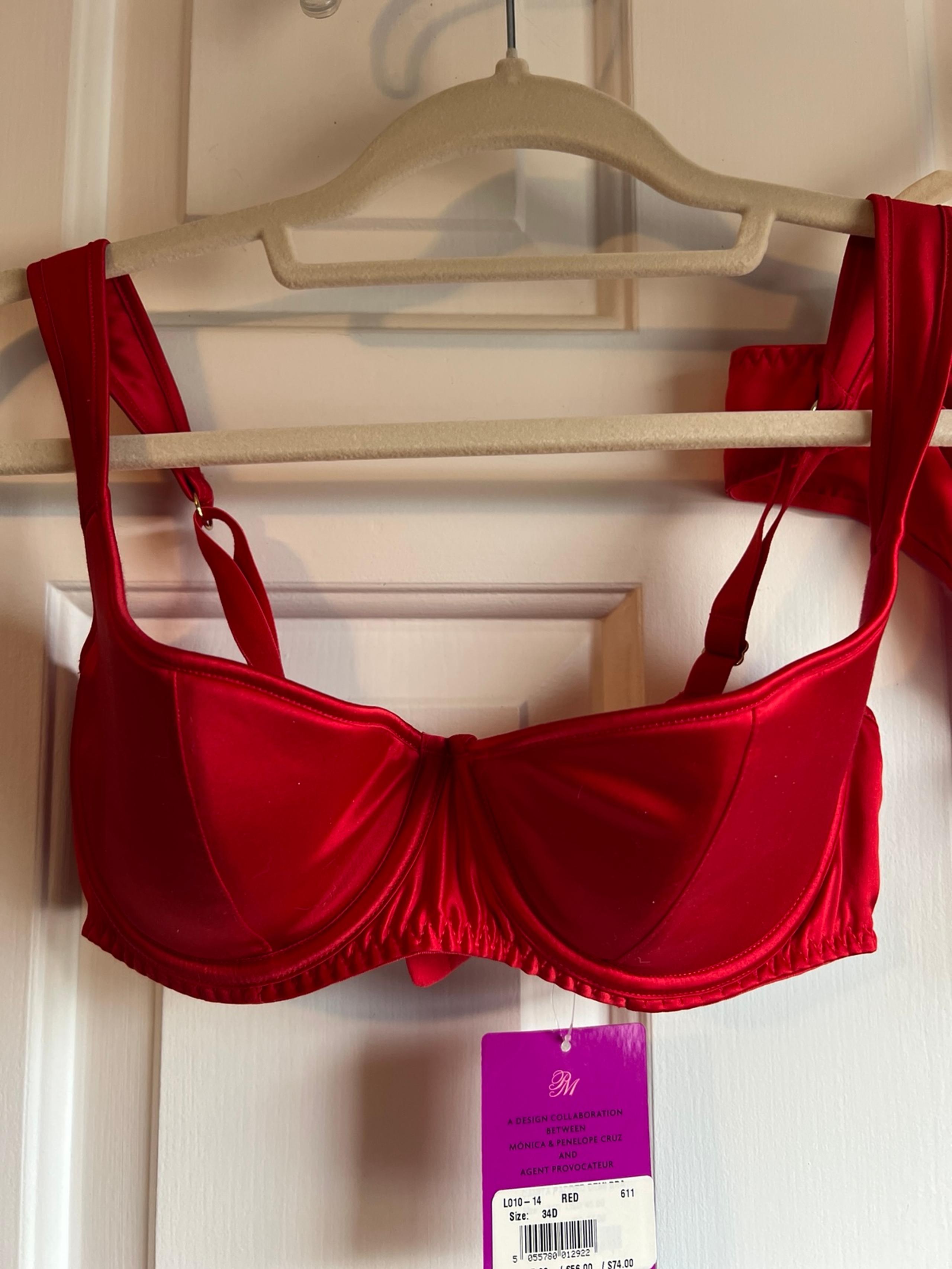 L’Agent by Agent Provocateur NWT 34D bra& matching size L bikini panties Red