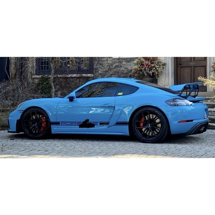Custom Gloss Carbon Fiber Triple Stripe Decals Set For Porsche Cayman 2015-2023