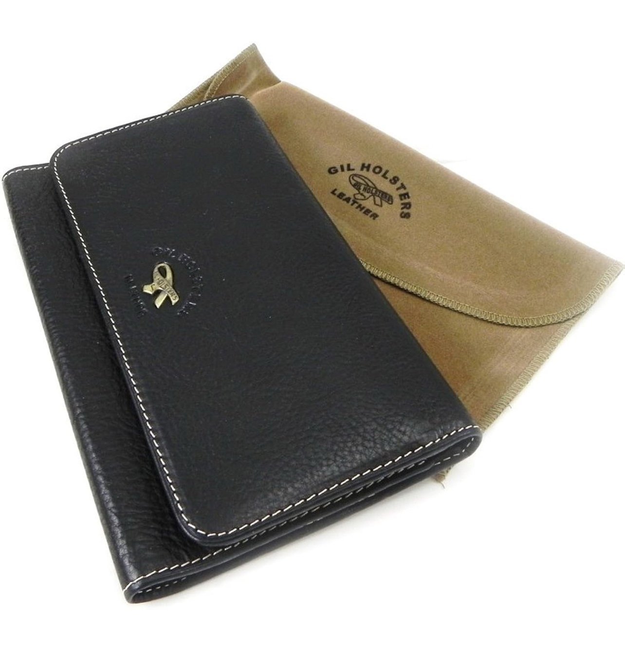 Wallet + checkbook holder leather 'Gil Holsters' black