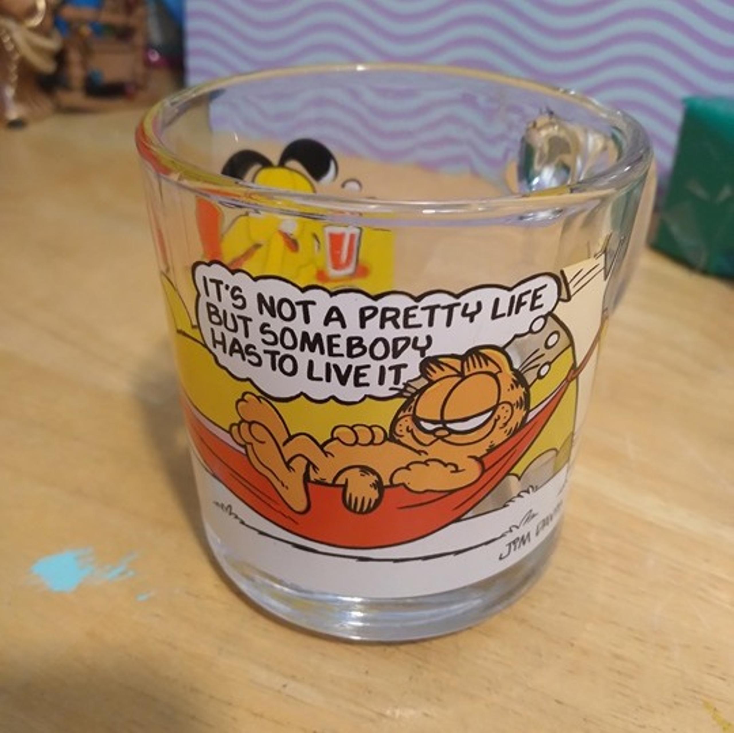 Vintage 1970’s McDonalds Garfield the Cat & Odie Glass Mug Not a Pretty Life ...