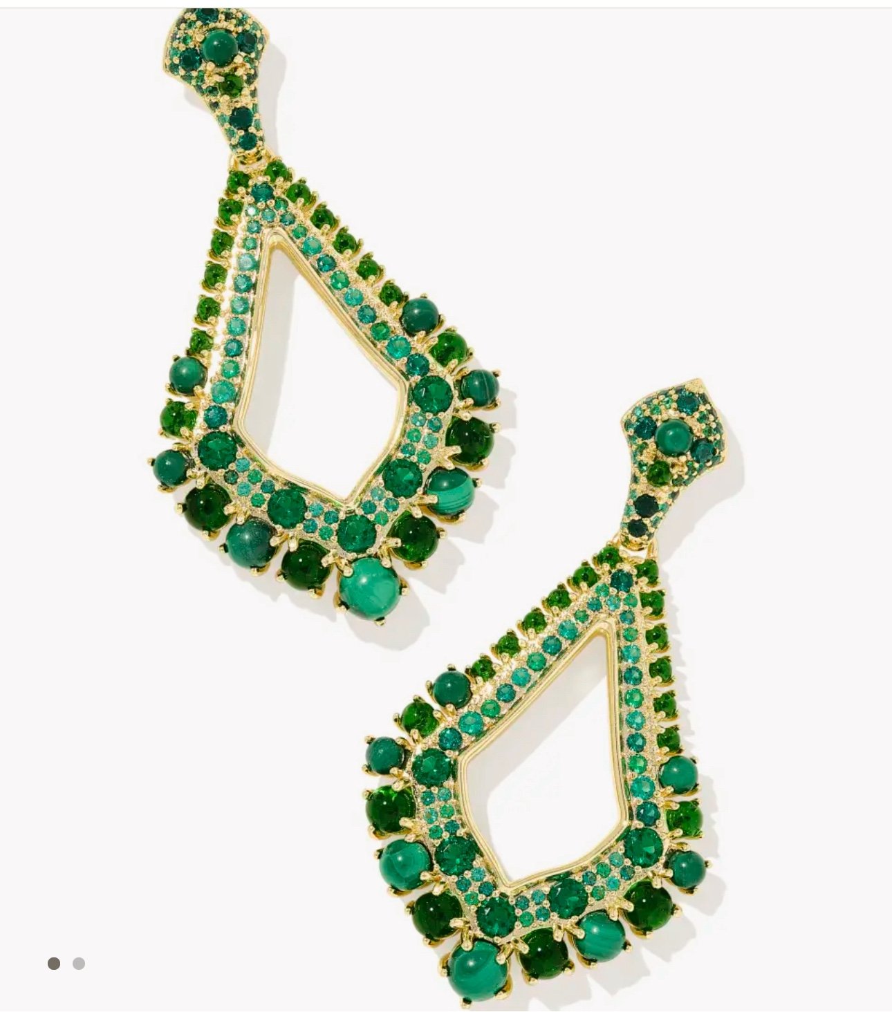 NEW Kendra Scott Krista Gold Statement Earrings in Green Mix