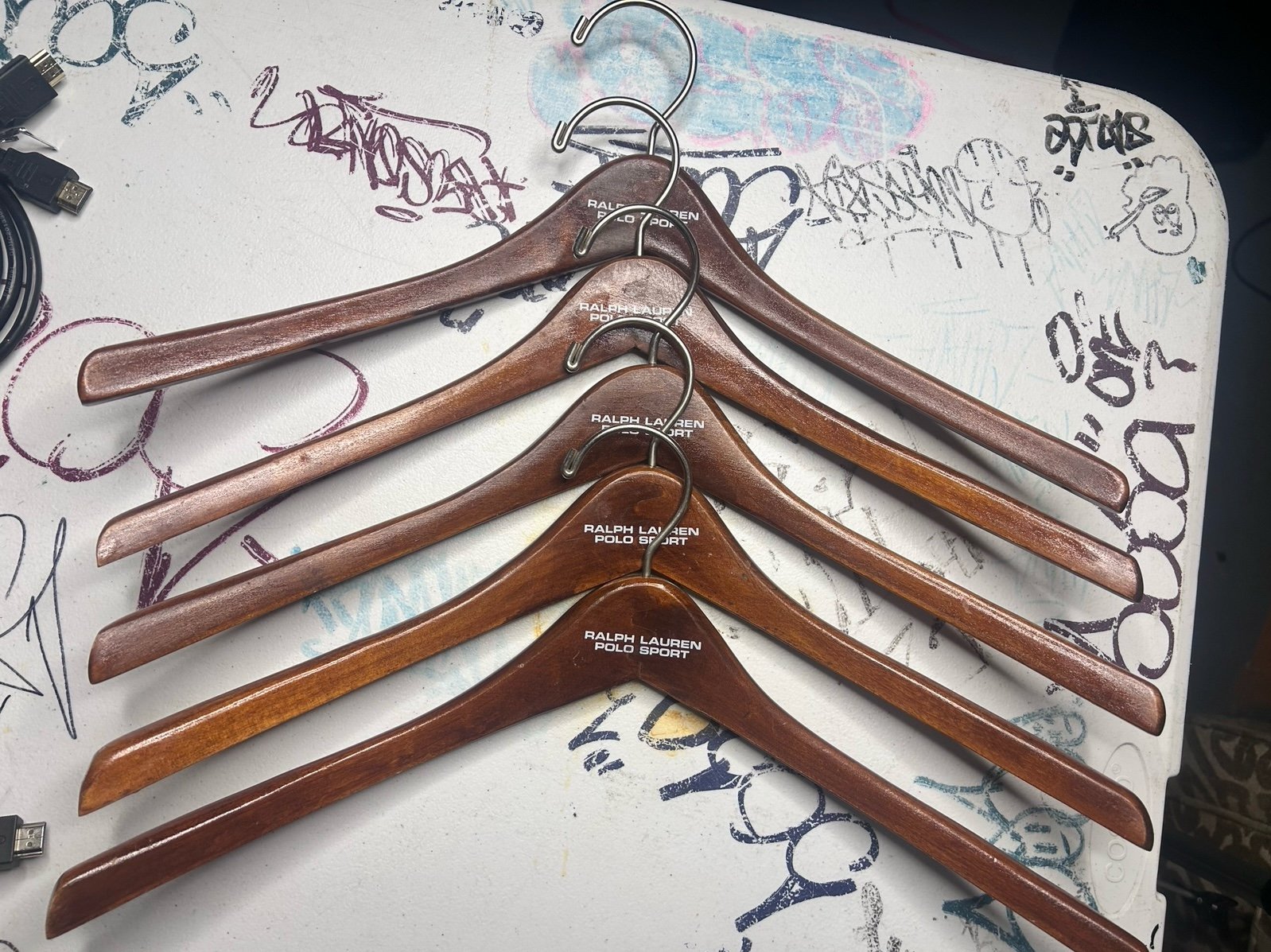vintage polo sport wooden hangers