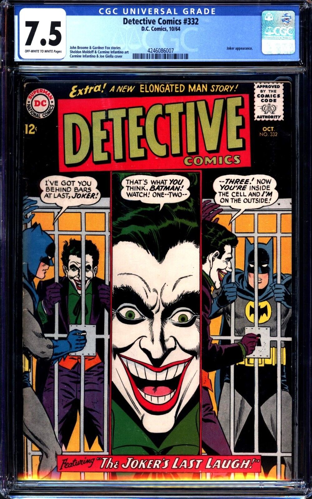 Detective Comics #332 (1964) CGC 7.5 -- O/w to white pages; Joker cover & story