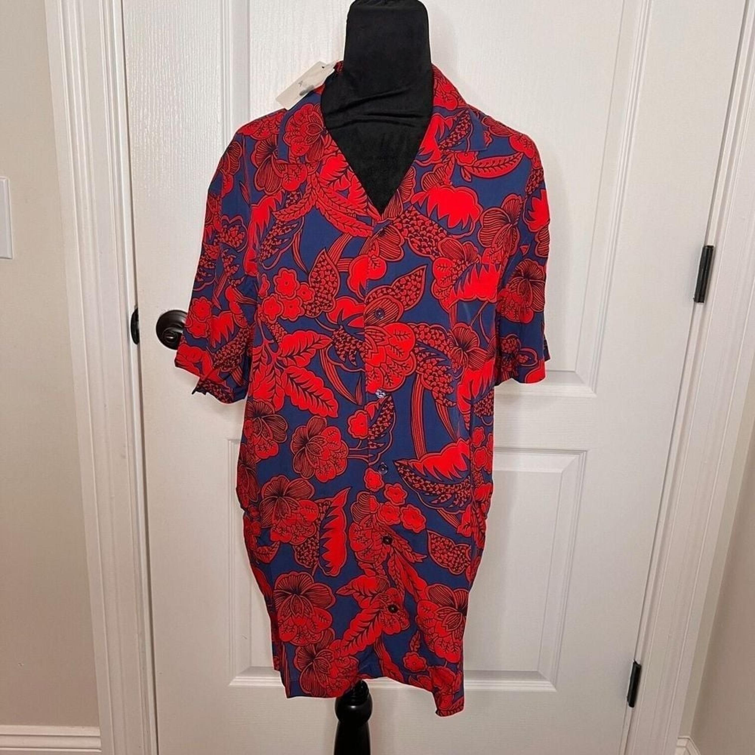Desigual Men Floral Print Button-Down Top Short Sleeve Collared Large NWT