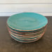 Royal Norfolk Dinner Plates Teal w Brown Edging Stoneware (9) 10-1/2