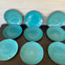 Royal Norfolk Dinner Plates Teal w Brown Edging Stoneware (9) 10-1/2