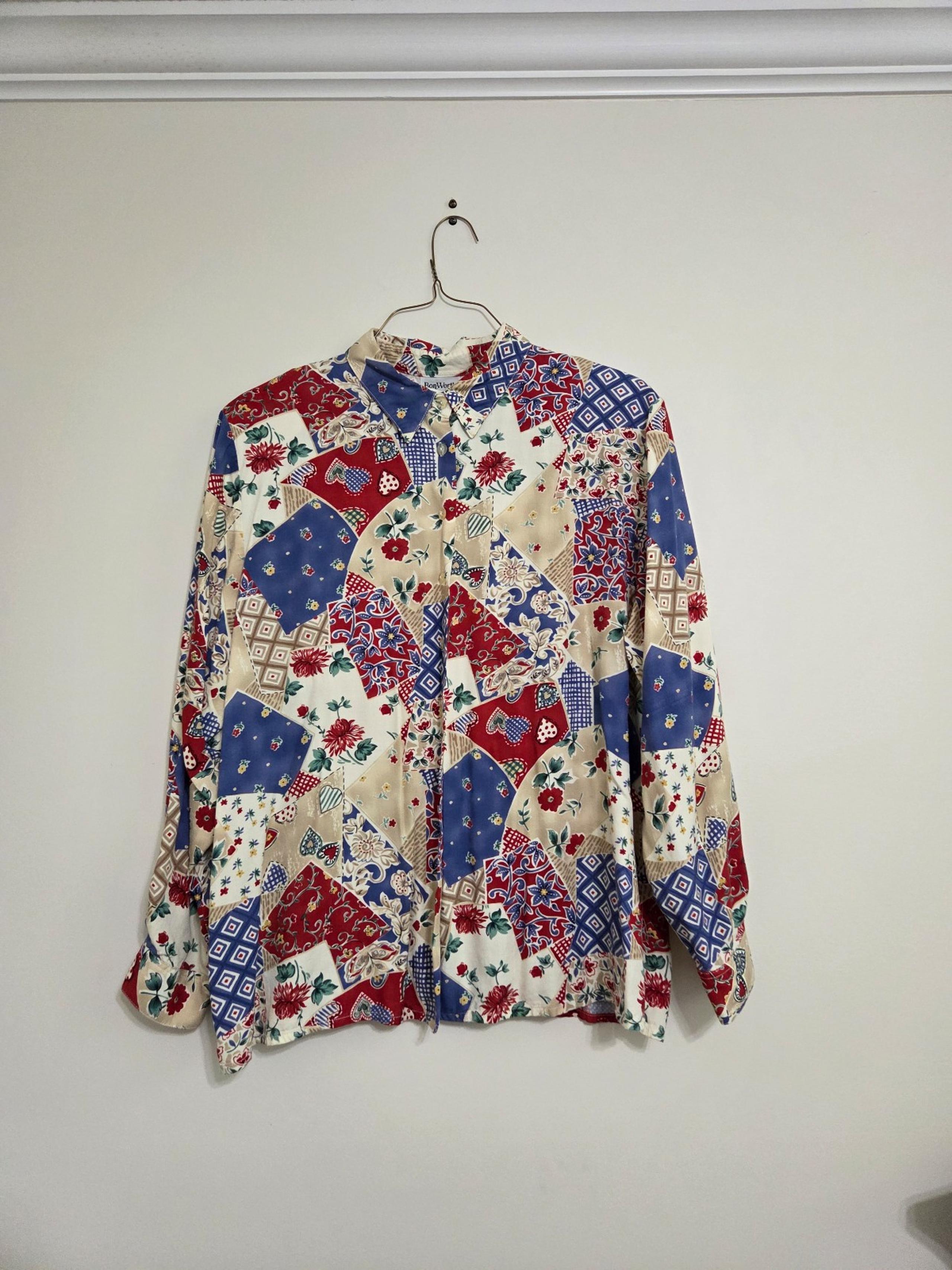 Patchwork-patterned BonWorth button-up