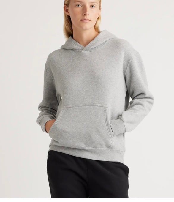 Quince Organic Heavyweight Fleece Boyfriend Hoodie heather grey XS